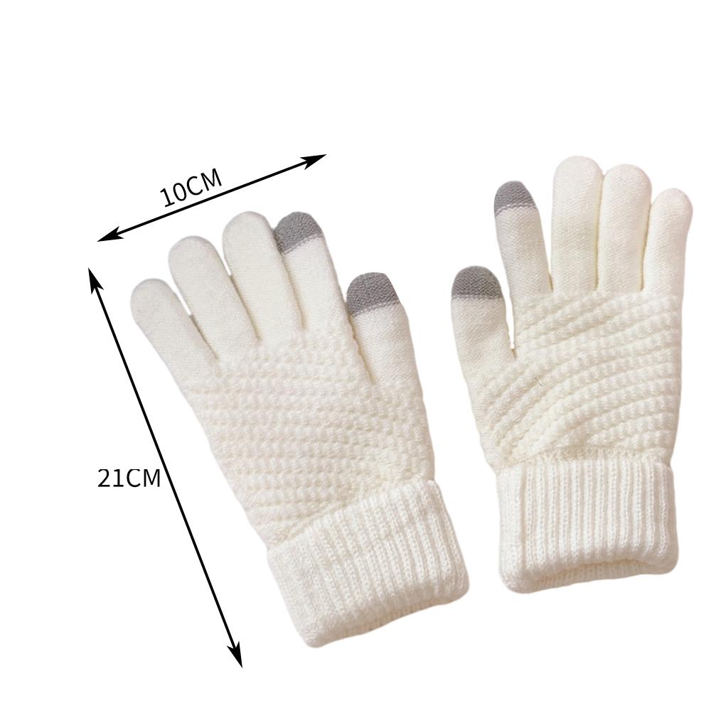 Men Women Touch Screen Winter Snow Gloves Warm Thick Knit Thermal Insulated White