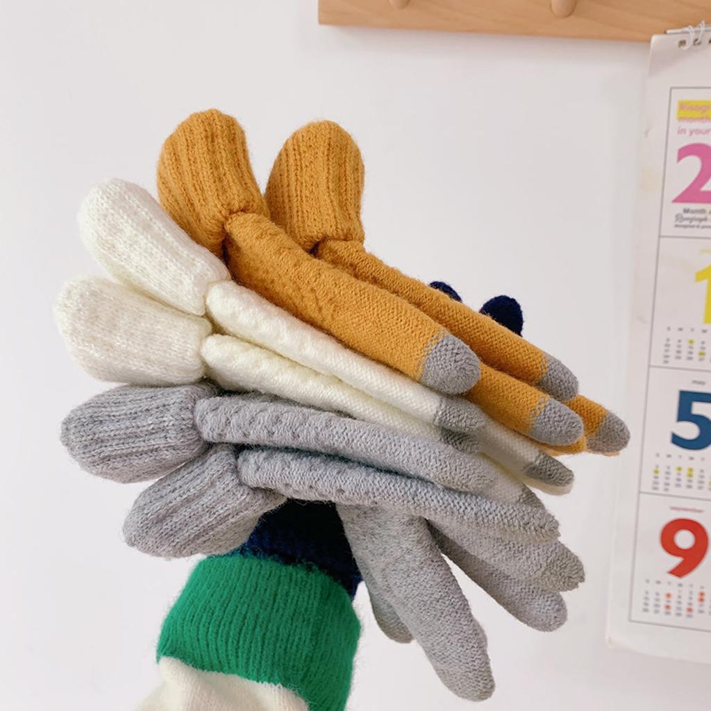 Men Women Touch Screen Winter Snow Gloves Warm Thick Knit Thermal Insulated White