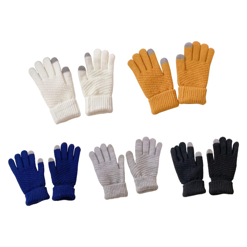 Men Women Touch Screen Winter Snow Gloves Warm Thick Knit Thermal Insulated White