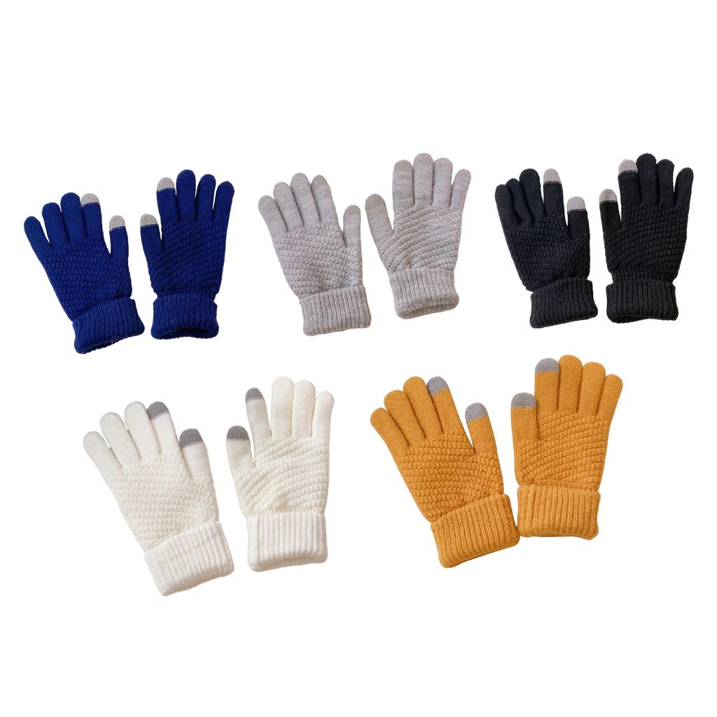 Men Women Touch Screen Winter Snow Gloves Warm Thick Knit Thermal Insulated White