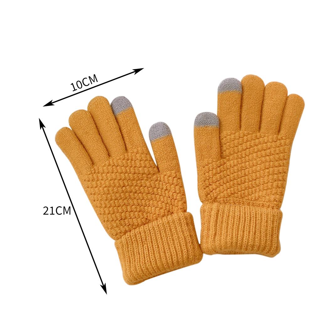 Men Women Touch Screen Winter Snow Gloves Warm Thick Knit Thermal Insulated Yellow