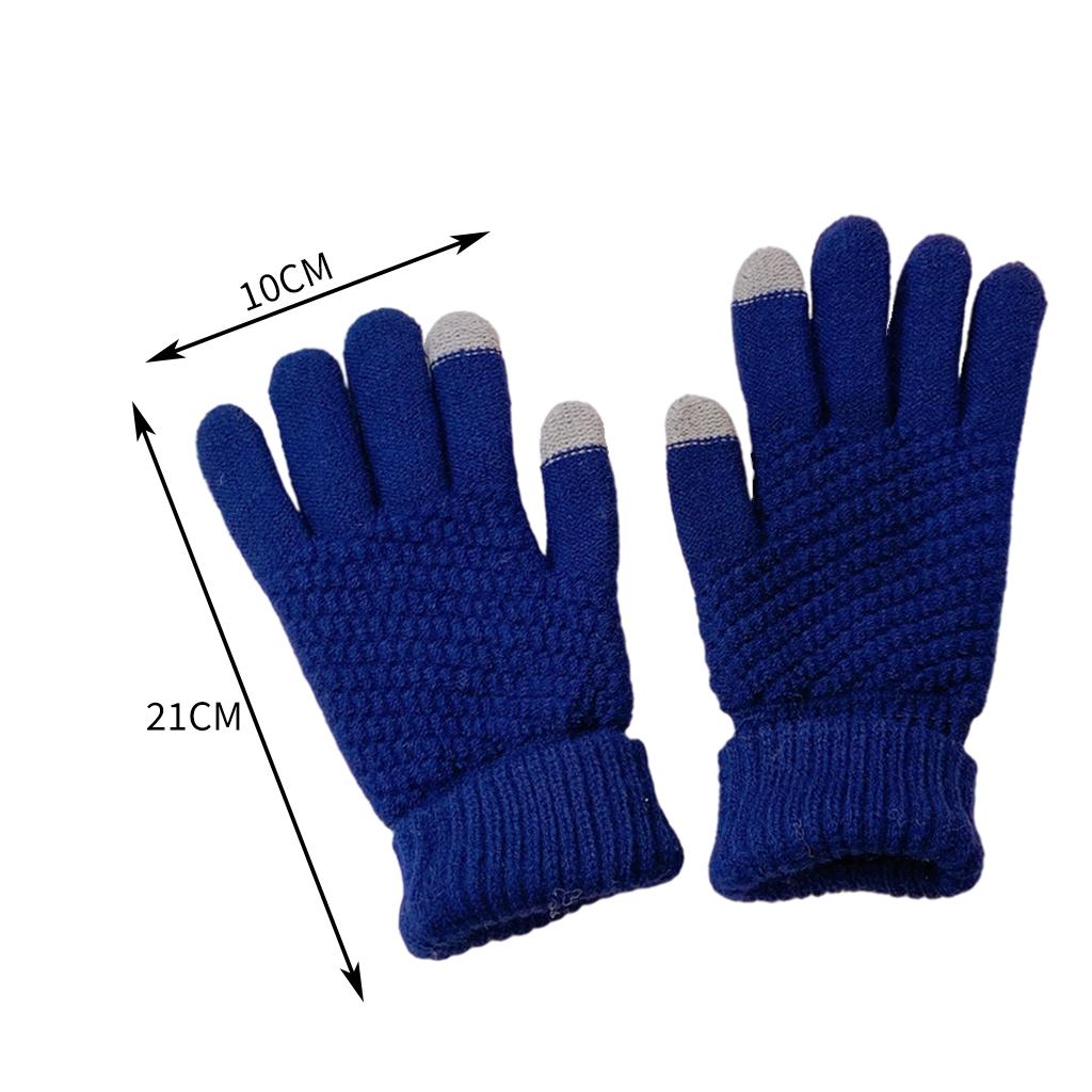 Men Women Touch Screen Winter Snow Gloves Warm Thick Knit Thermal Insulated Blue