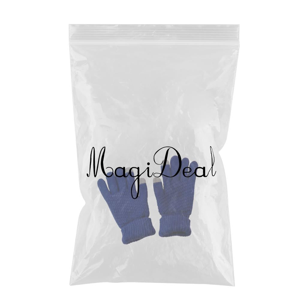 Men Women Touch Screen Winter Snow Gloves Warm Thick Knit Thermal Insulated Blue