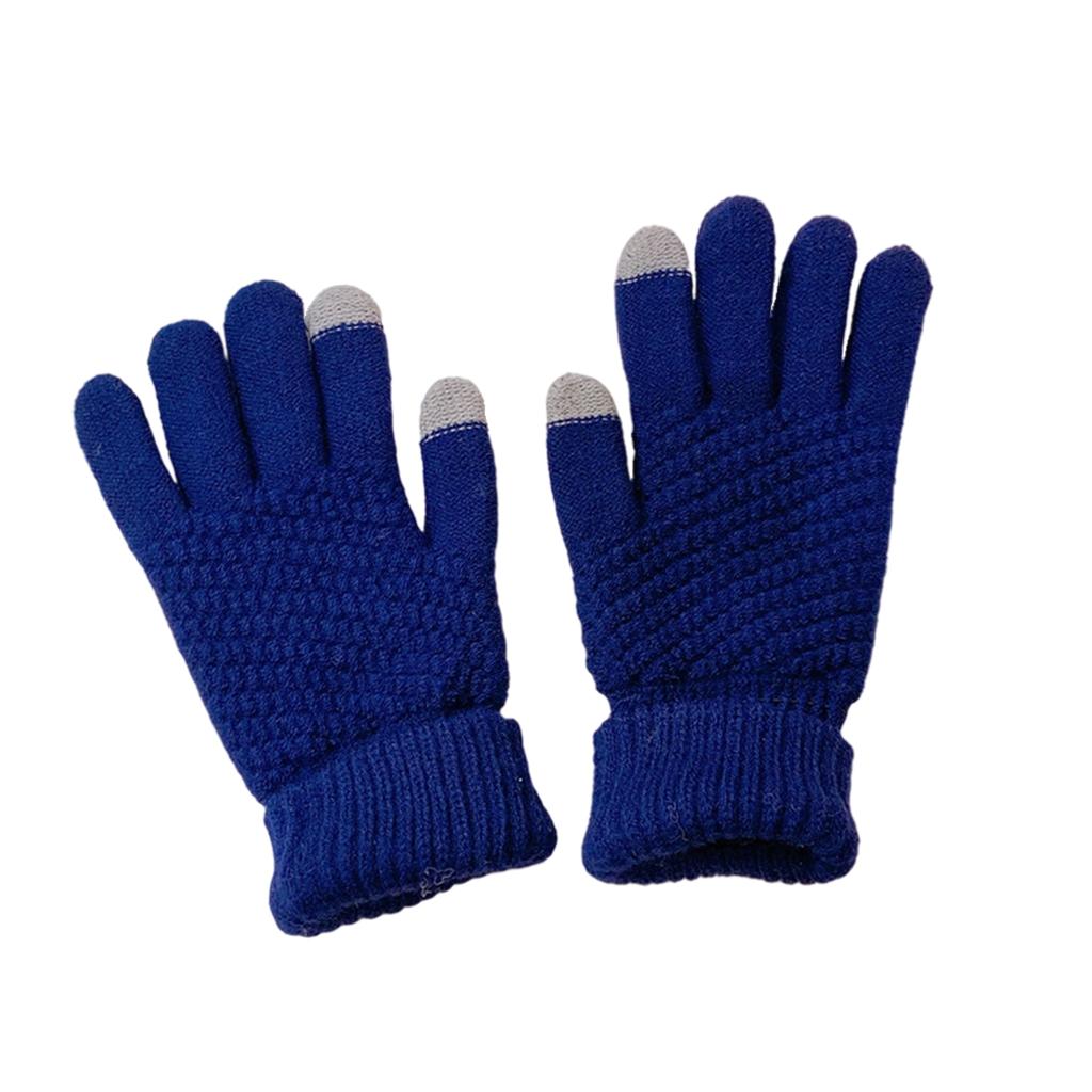 Men Women Touch Screen Winter Snow Gloves Warm Thick Knit Thermal Insulated Blue
