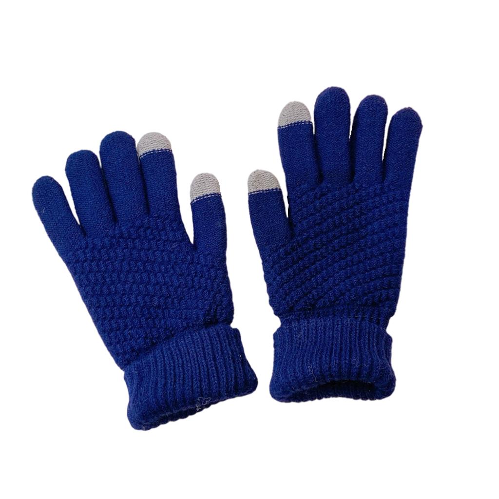 Men Women Touch Screen Winter Snow Gloves Warm Thick Knit Thermal Insulated Blue