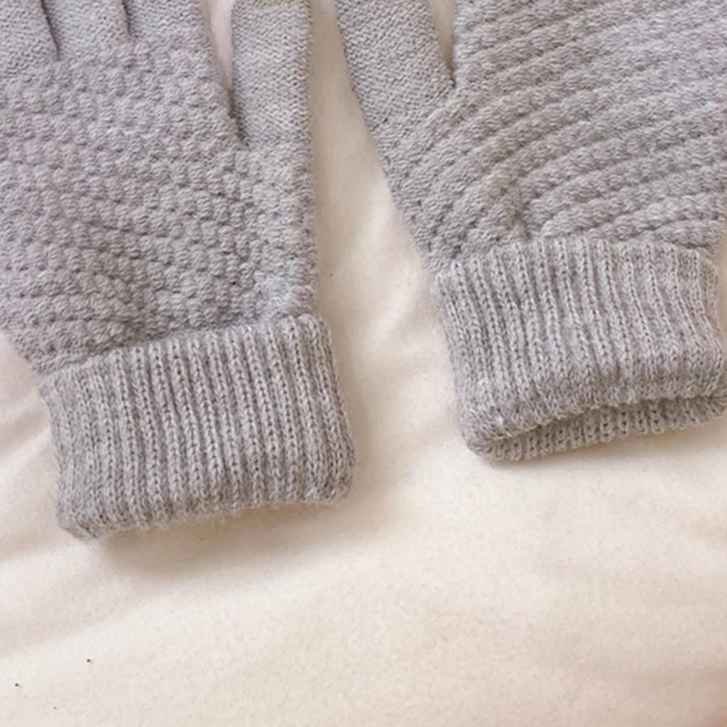 Men Women Touch Screen Winter Snow Gloves Warm Thick Knit Thermal Insulated Gray