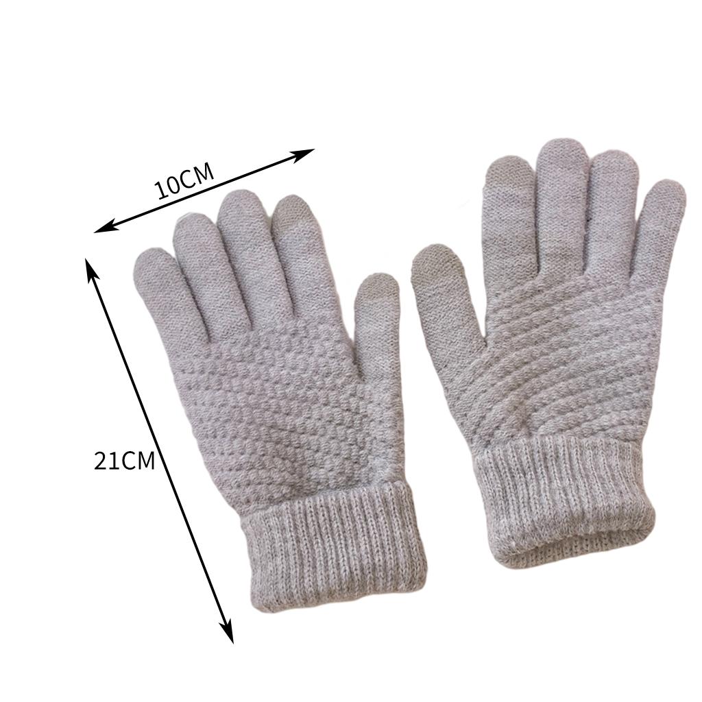 Men Women Touch Screen Winter Snow Gloves Warm Thick Knit Thermal Insulated Gray