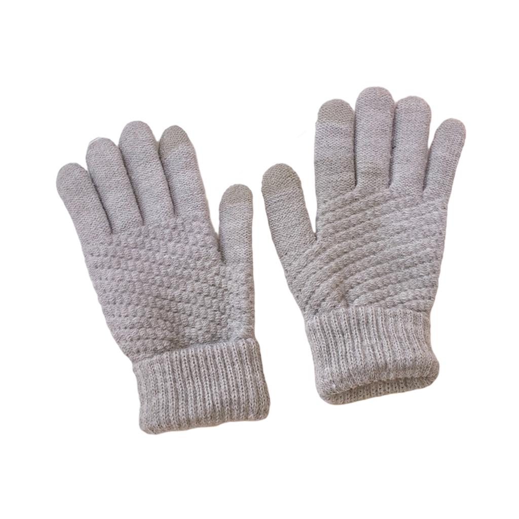 Men Women Touch Screen Winter Snow Gloves Warm Thick Knit Thermal Insulated Gray