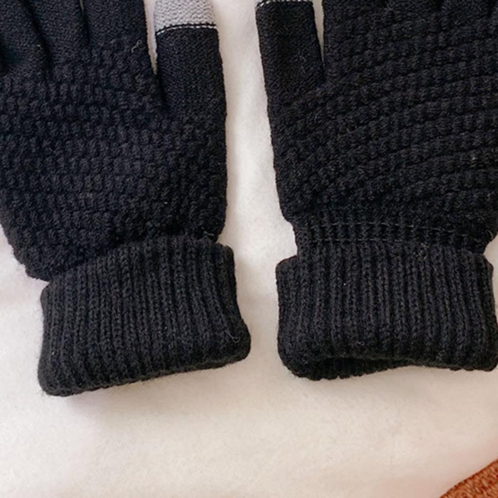 Men Women Touch Screen Winter Snow Gloves Warm Thick Knit Thermal Insulated Black