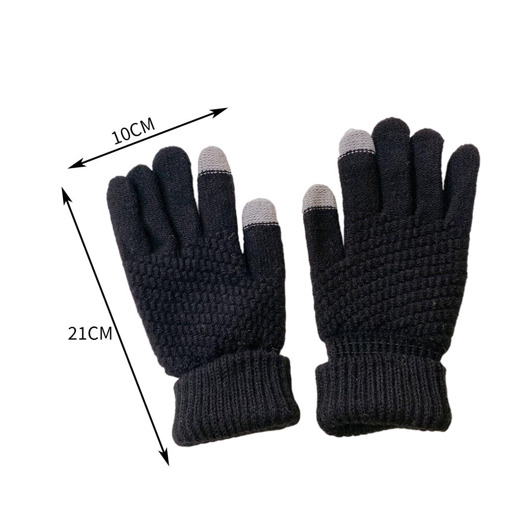 Men Women Touch Screen Winter Snow Gloves Warm Thick Knit Thermal Insulated Black