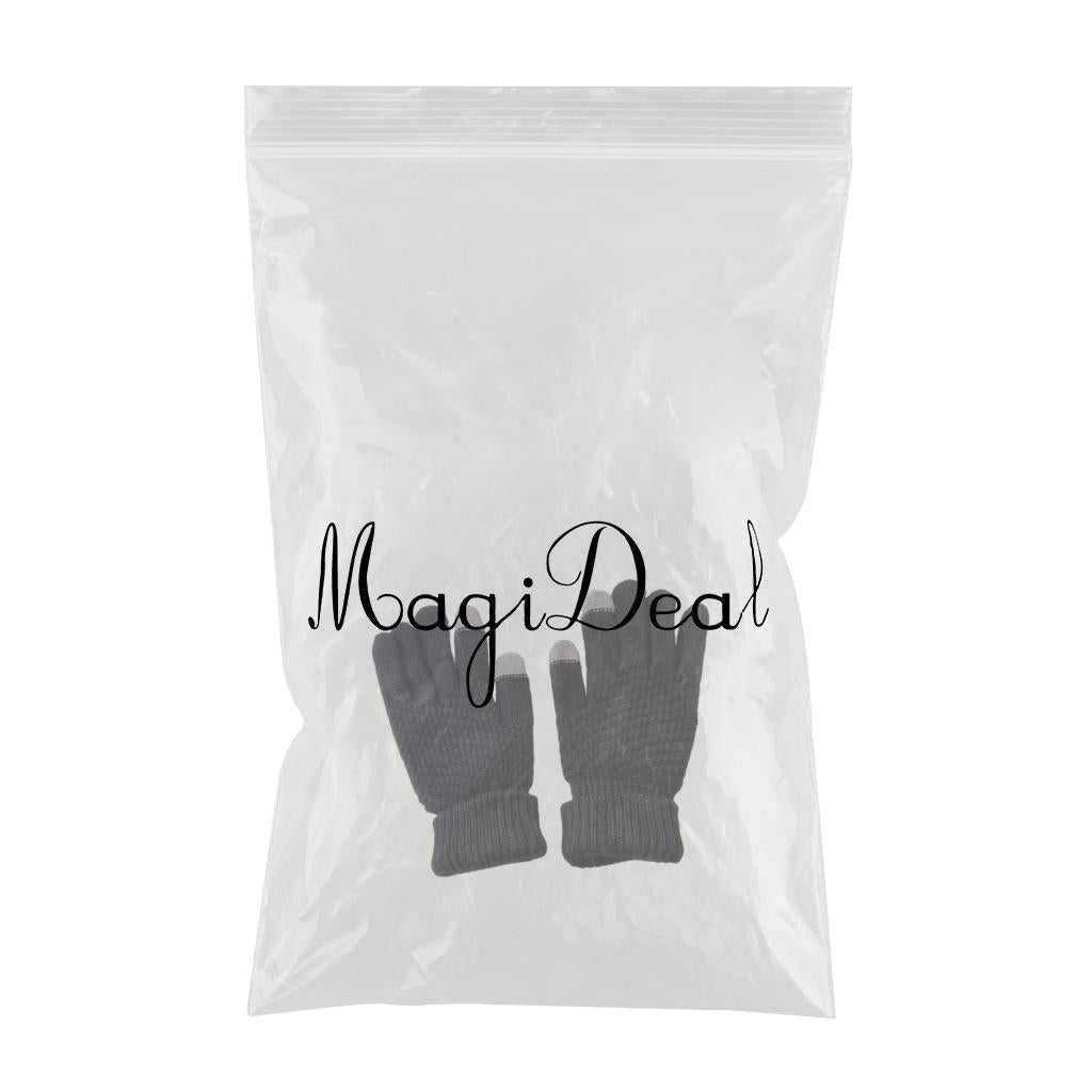 Men Women Touch Screen Winter Snow Gloves Warm Thick Knit Thermal Insulated Black