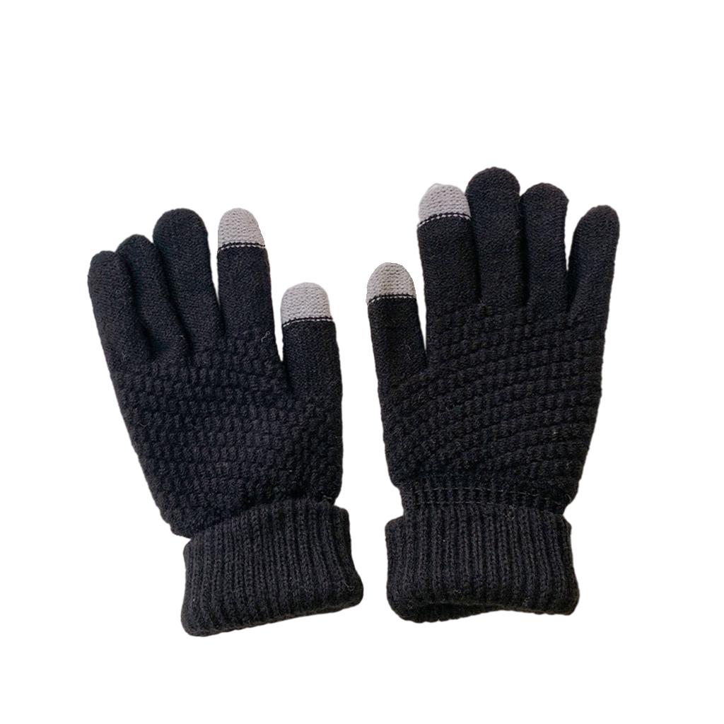Men Women Touch Screen Winter Snow Gloves Warm Thick Knit Thermal Insulated Black