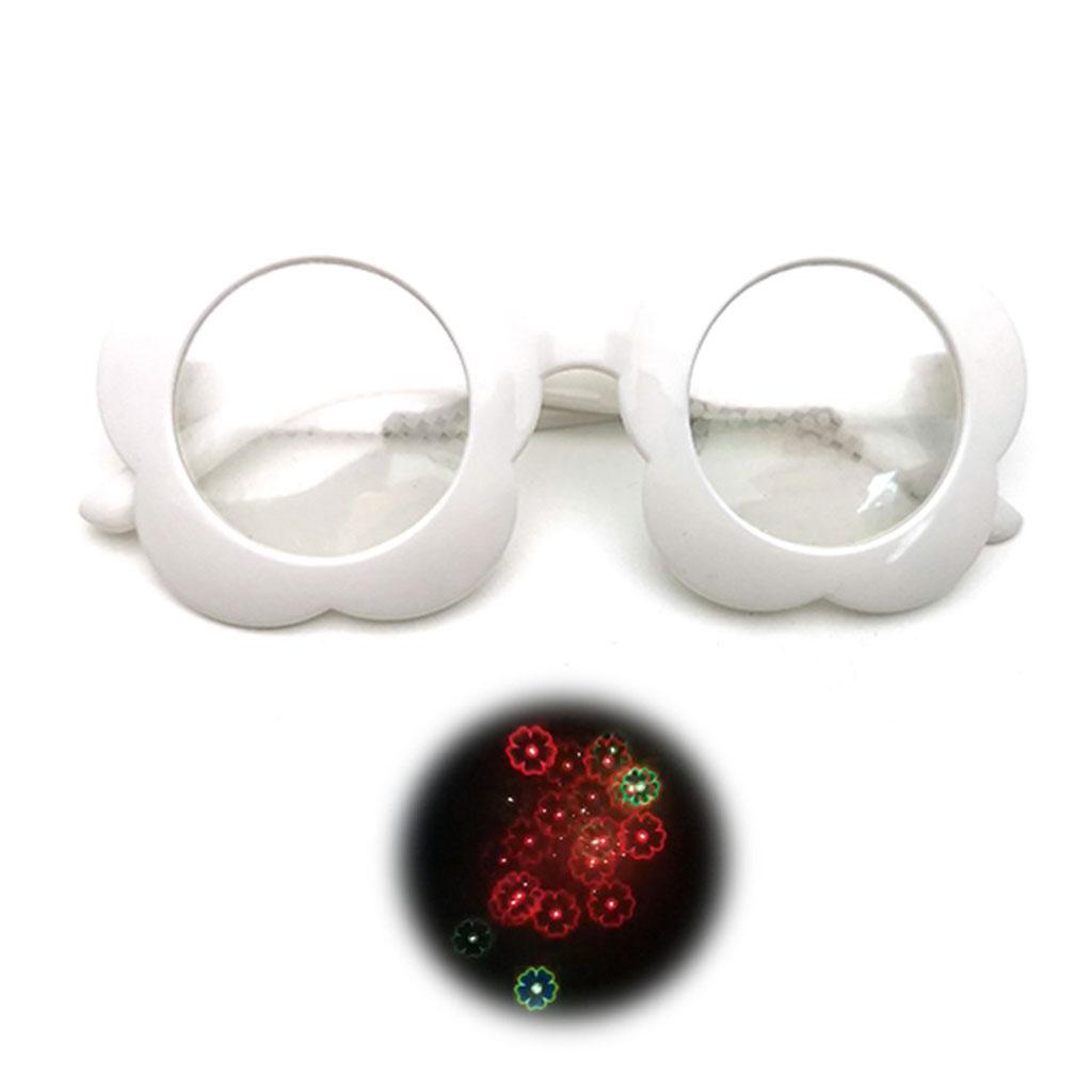 Flower Shape Special Effect Sunglasses Light Diffraction Glasses white
