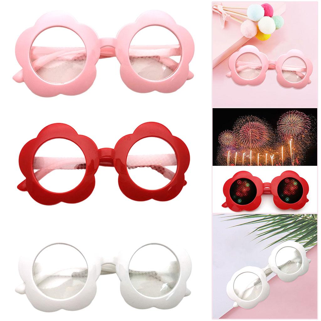 Flower Shape Special Effect Sunglasses Light Diffraction Glasses white