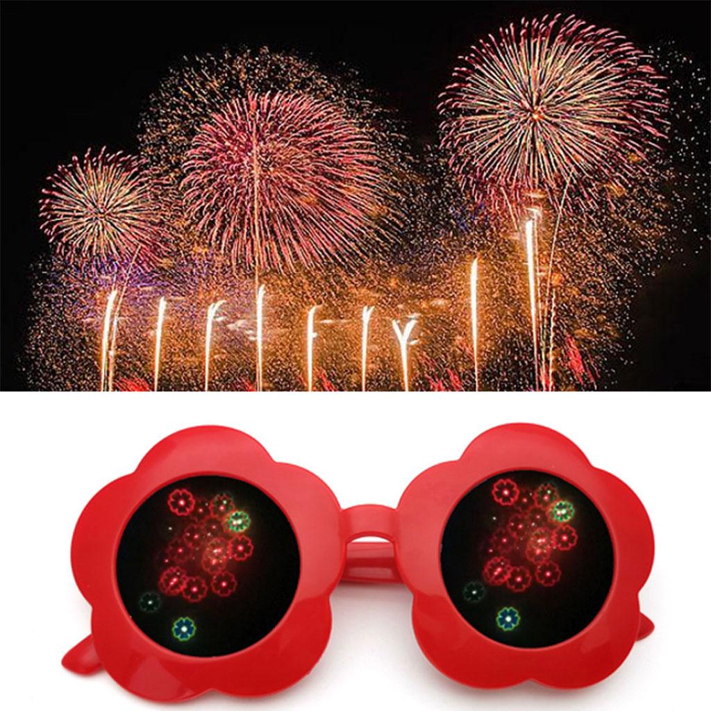 Flower Shape Special Effect Sunglasses Light Diffraction Glasses red