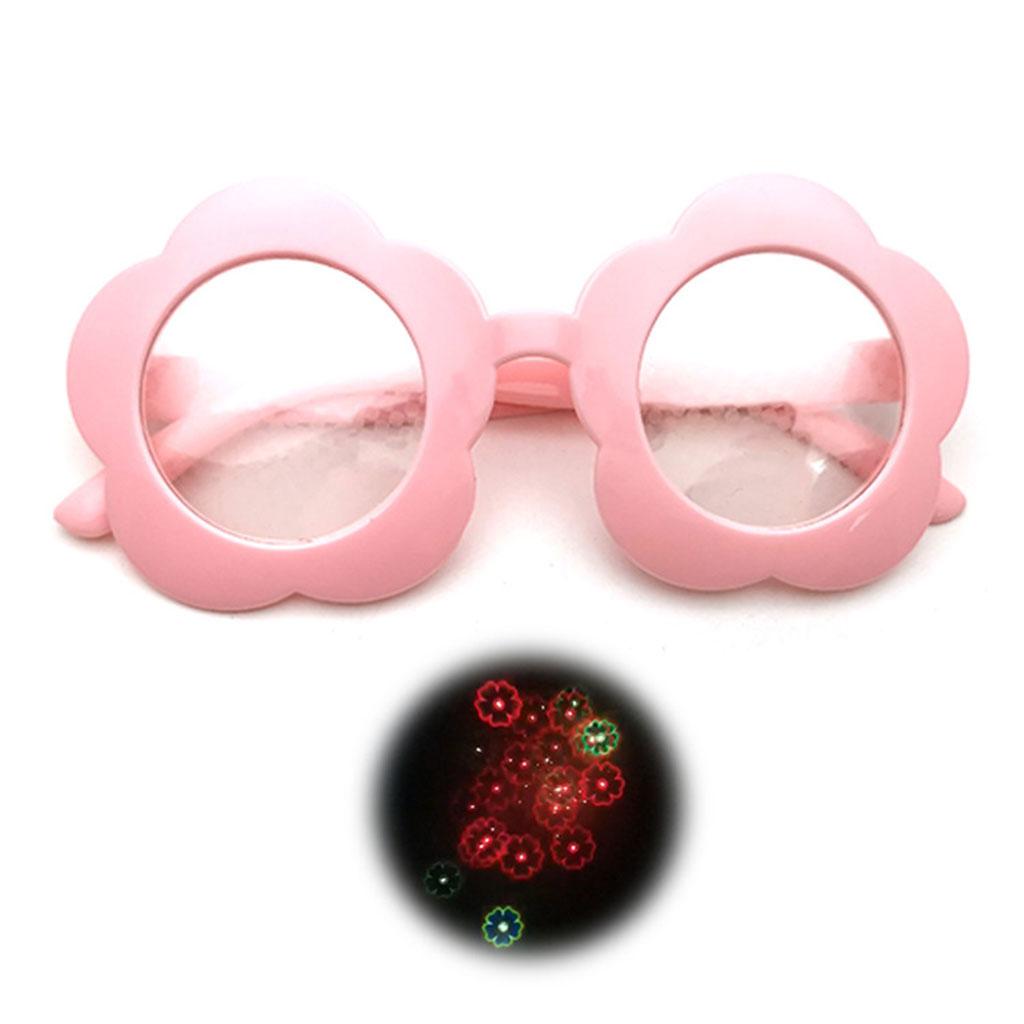Flower Shape Special Effect Sunglasses Light Diffraction Glasses pink