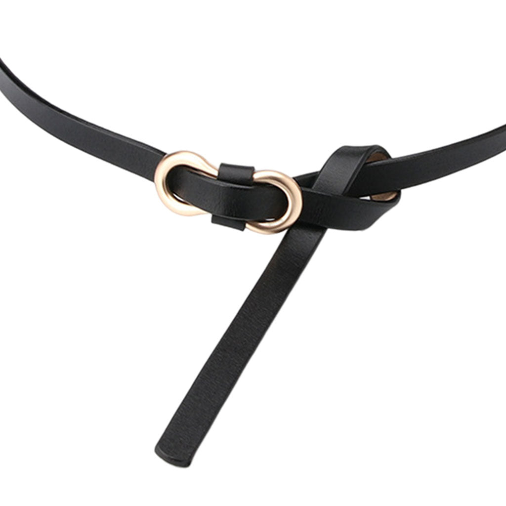 Leisure Women Belts Skinny Adjustable Dresses Jeans Thin Waistband Black