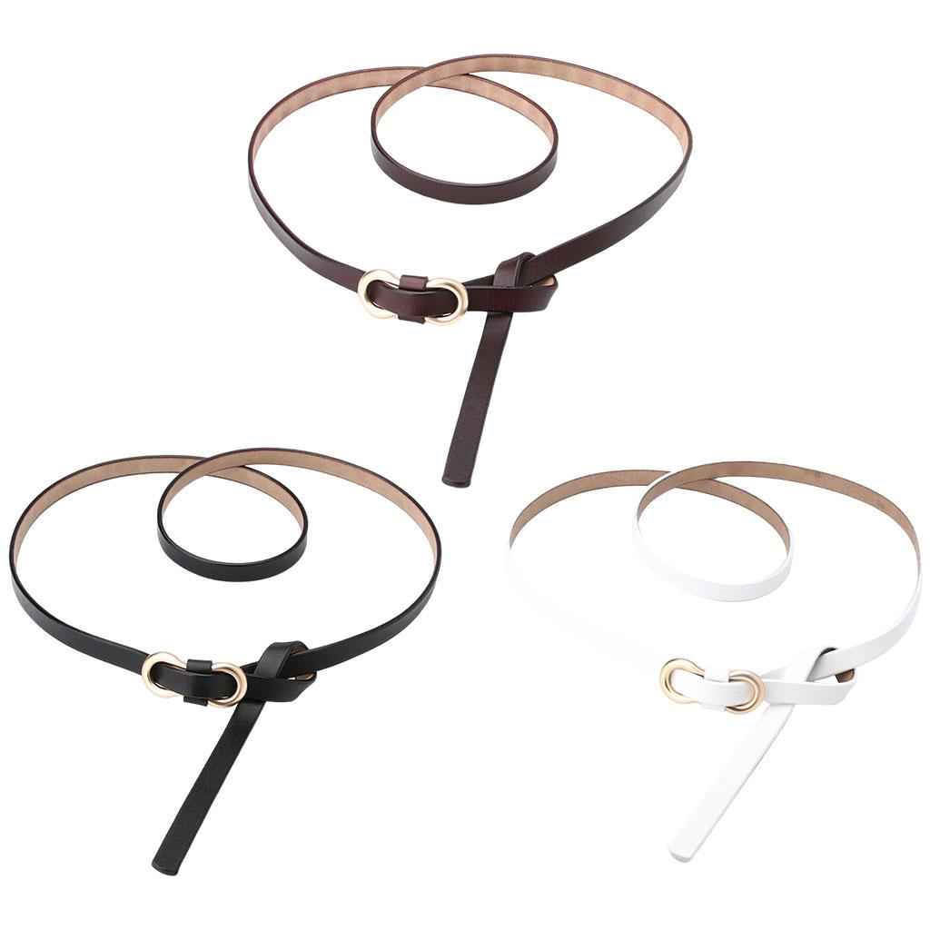 Leisure Women Belts Skinny Adjustable Dresses Jeans Thin Waistband Black