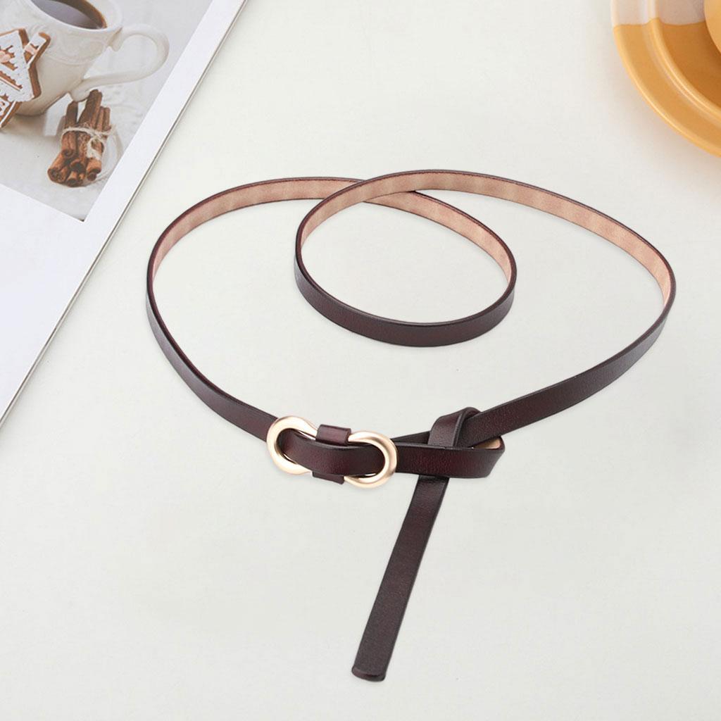 Leisure Women Belts Skinny Adjustable Dresses Jeans Thin Waistband Brown
