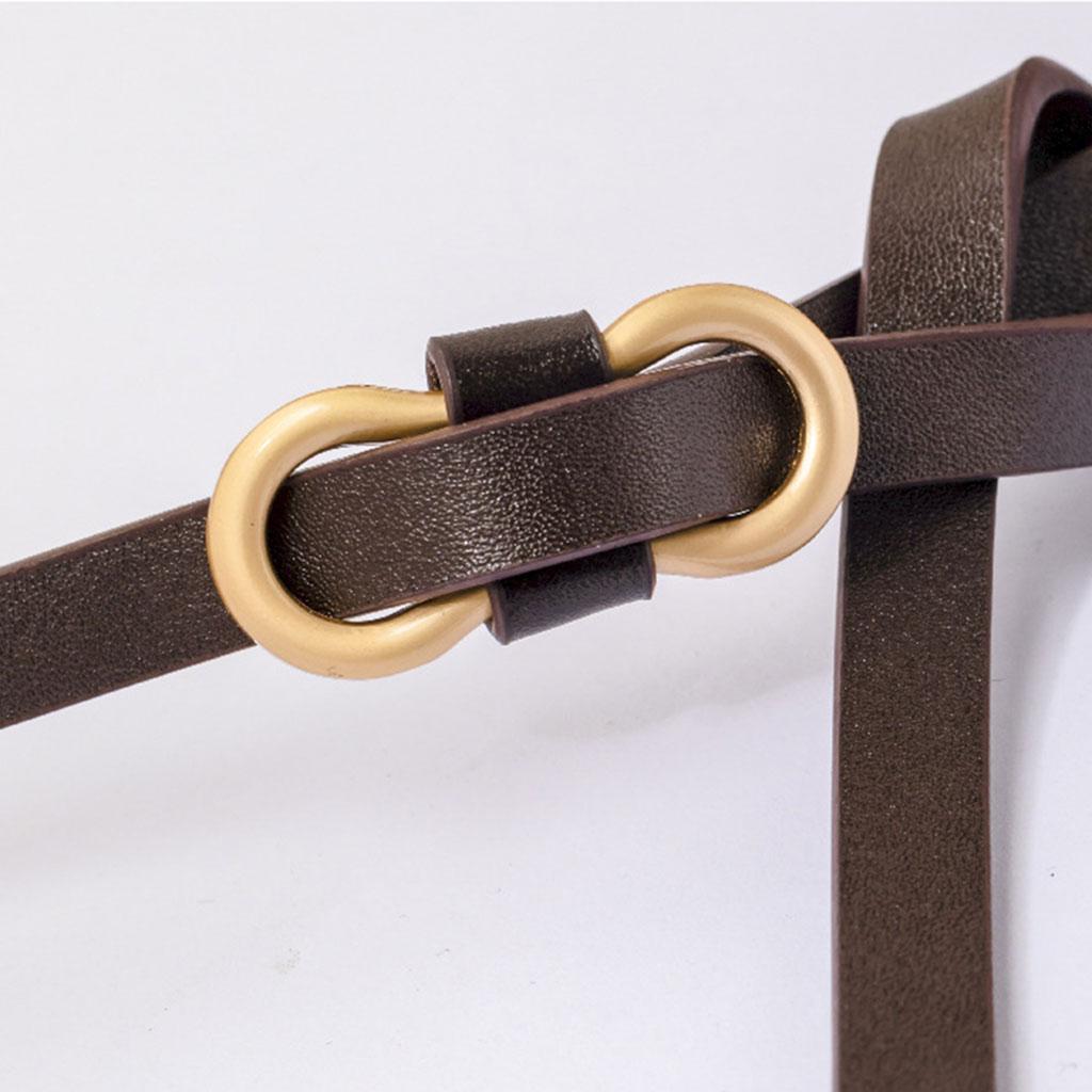 Leisure Women Belts Skinny Adjustable Dresses Jeans Thin Waistband Brown