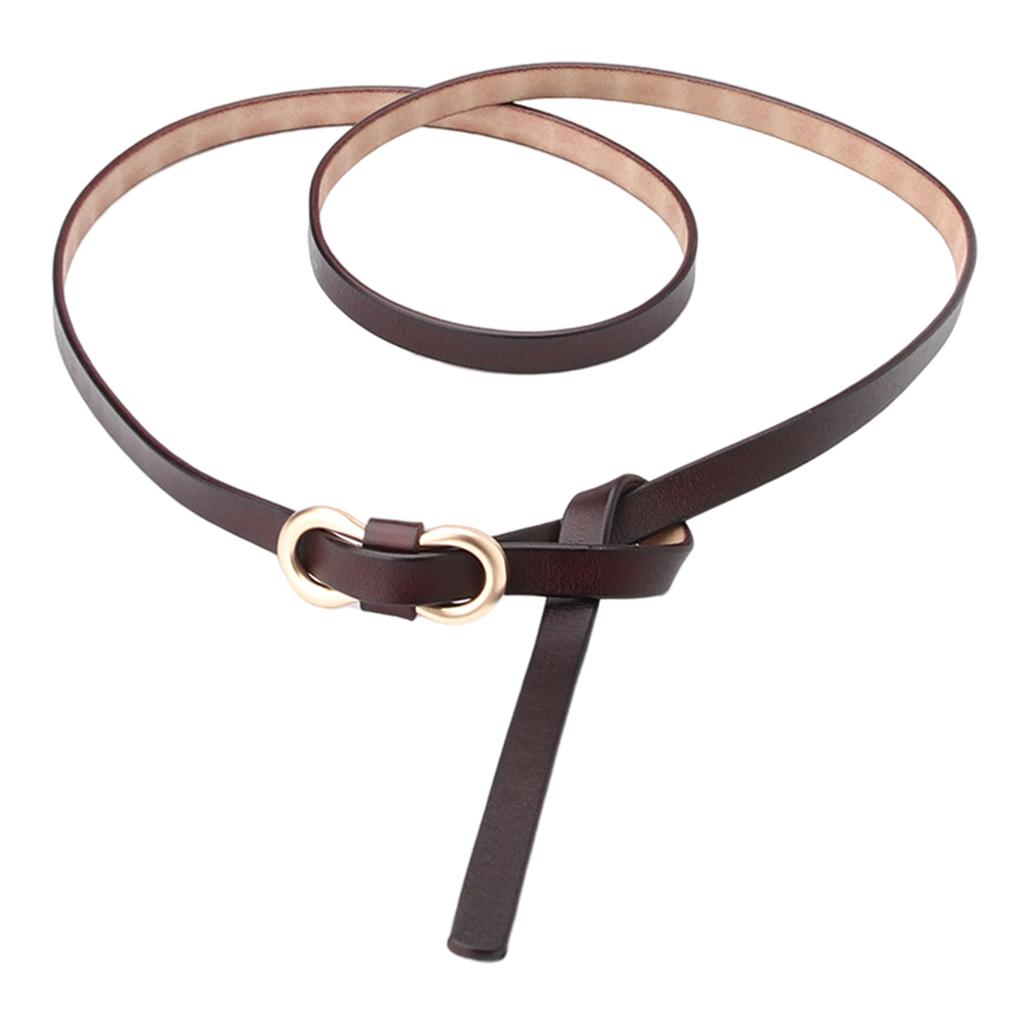 Leisure Women Belts Skinny Adjustable Dresses Jeans Thin Waistband Brown