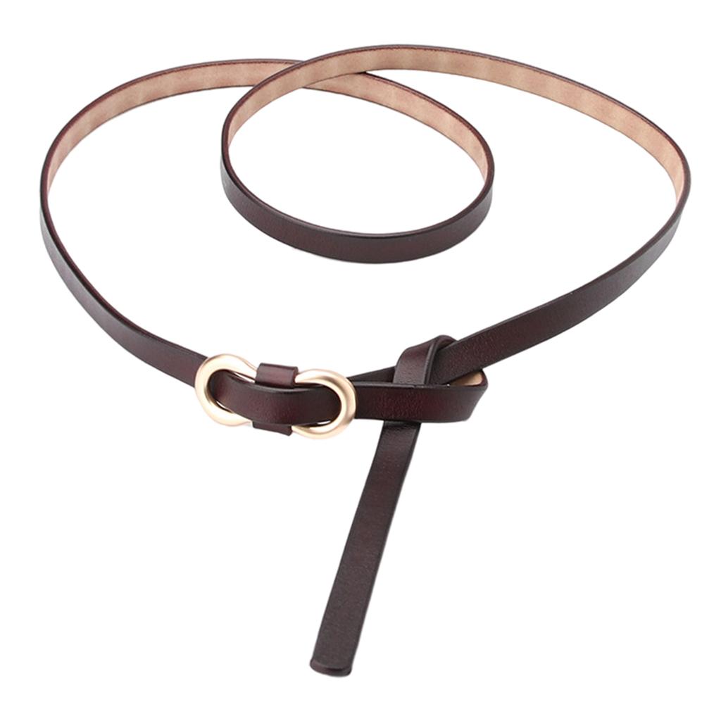 Leisure Women Belts Skinny Adjustable Dresses Jeans Thin Waistband Brown