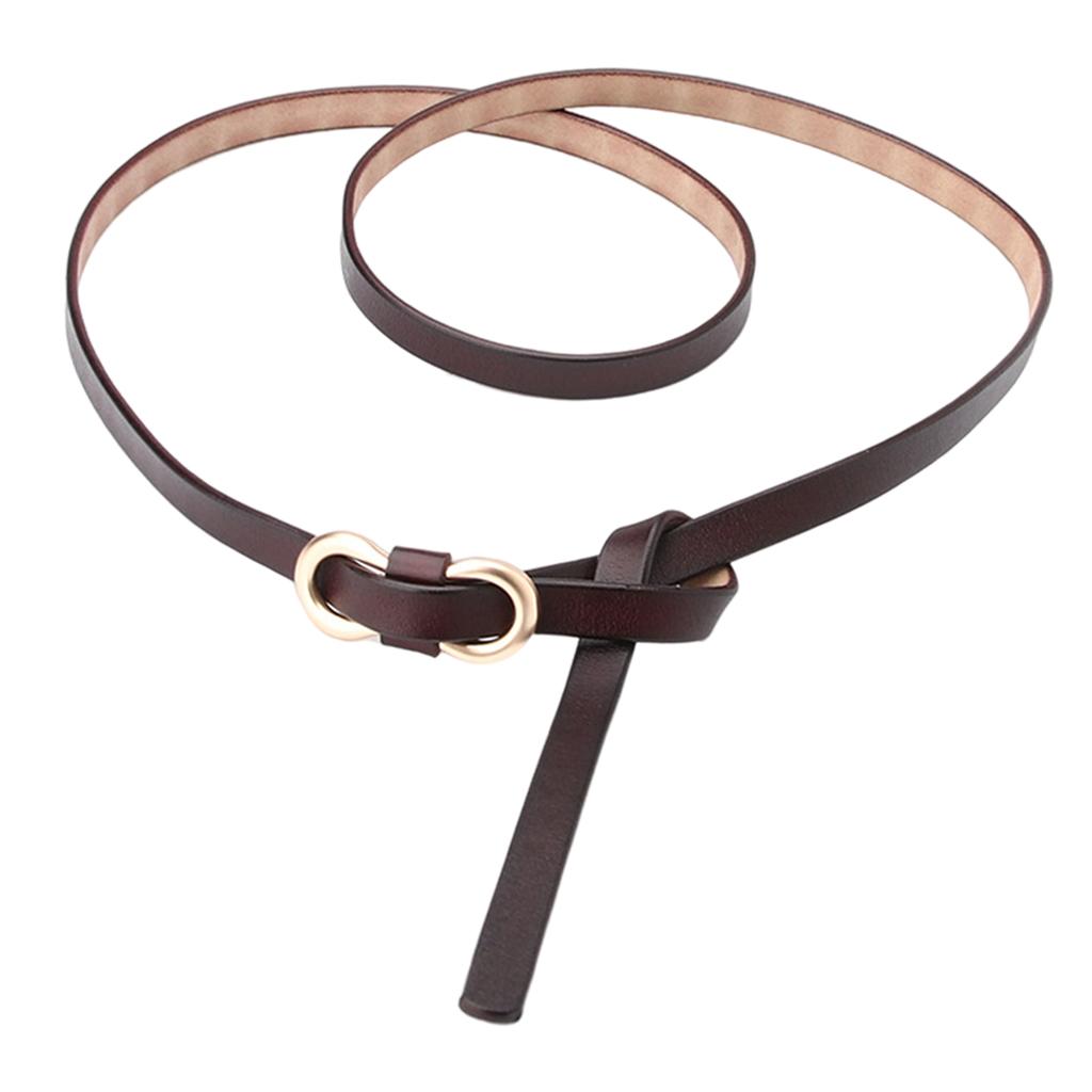 Leisure Women Belts Skinny Adjustable Dresses Jeans Thin Waistband Brown