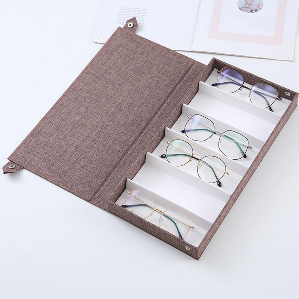 6 Slot Portable Glasses Case Box Storage Organizer Watches Display Coffee