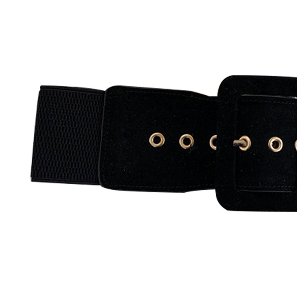 Women Woolen Cloth Adjustable Waistband Buckle Waist Belt for Down Jacket Black