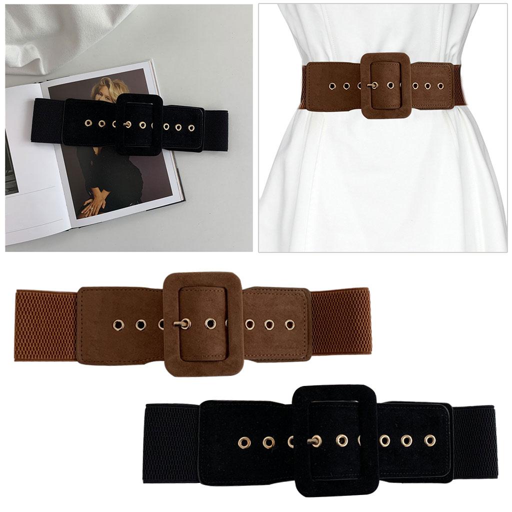 Women Woolen Cloth Adjustable Waistband Buckle Waist Belt for Down Jacket Black