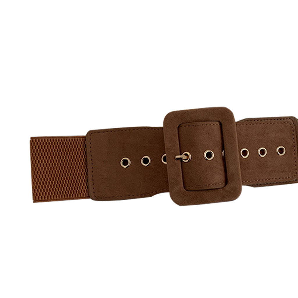 Women Woolen Cloth Adjustable Waistband Buckle Waist Belt for Down Jacket Brown