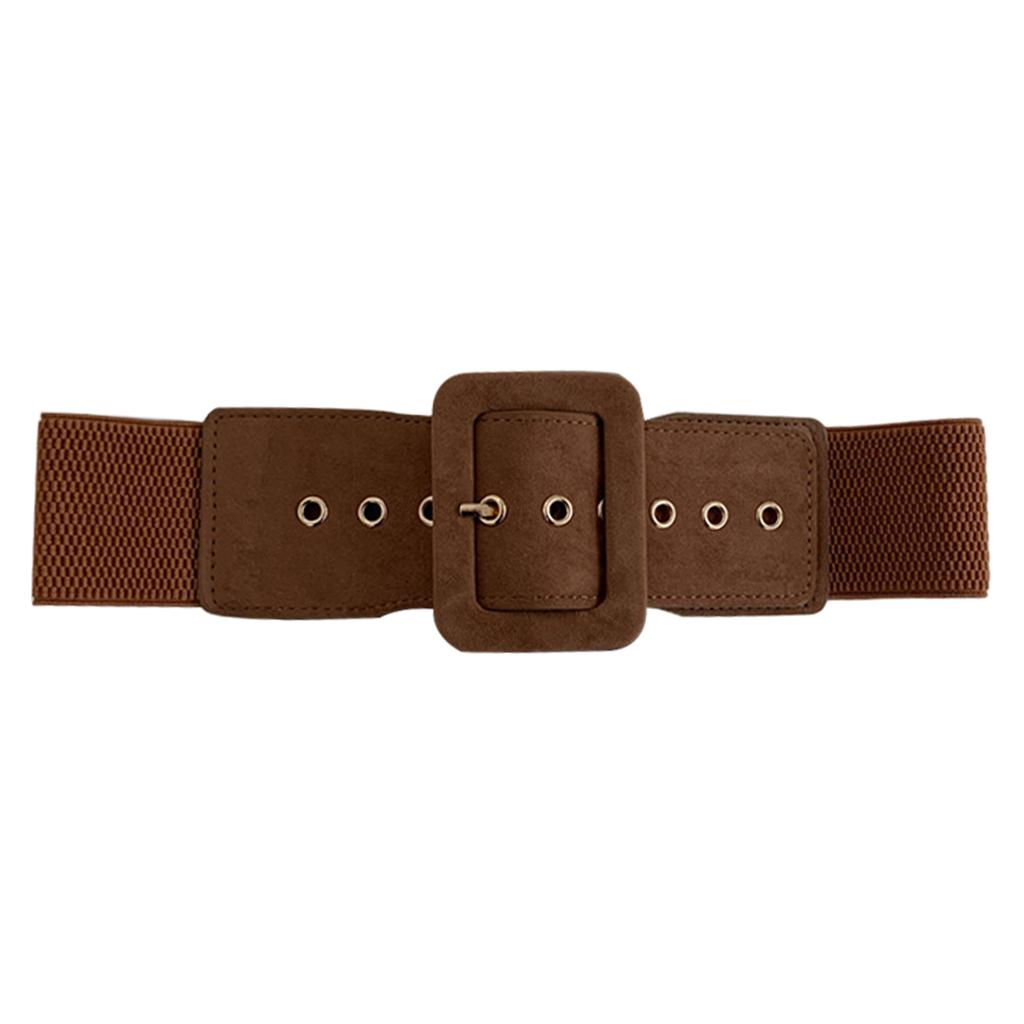 Women Woolen Cloth Adjustable Waistband Buckle Waist Belt for Down Jacket Brown