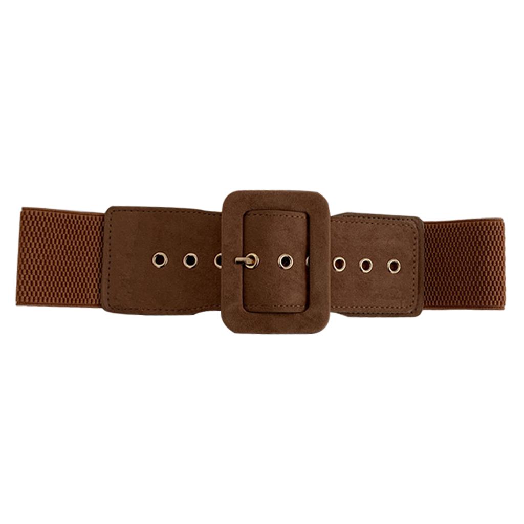 Women Woolen Cloth Adjustable Waistband Buckle Waist Belt for Down Jacket Brown