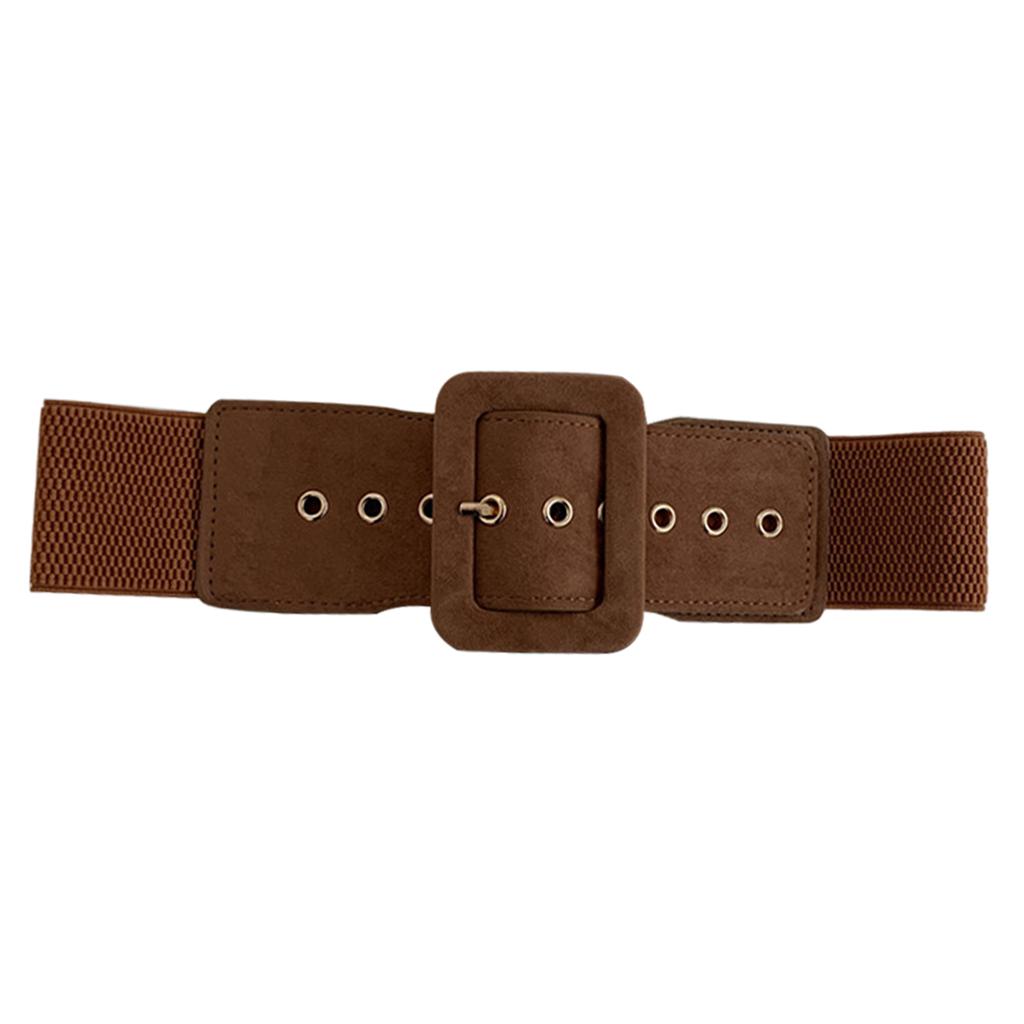 Women Woolen Cloth Adjustable Waistband Buckle Waist Belt for Down Jacket Brown