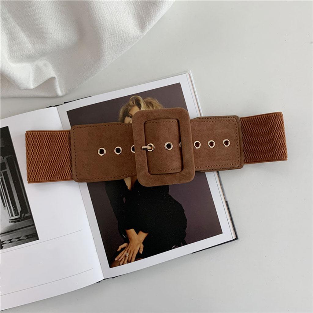 Women Woolen Cloth Adjustable Waistband Buckle Waist Belt for Down Jacket Brown