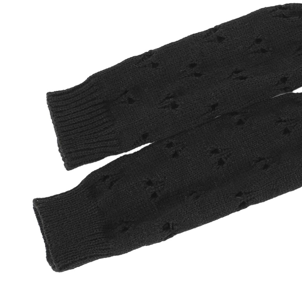 Wrist Arm Hand Warmer Mitten Long Knit Women Winter Half Finger Gloves Black