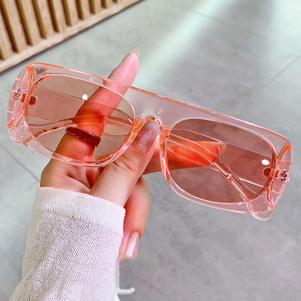 Polarized Sunglasses Retro Anti-Glare Rectangle for Women Riding Pink
