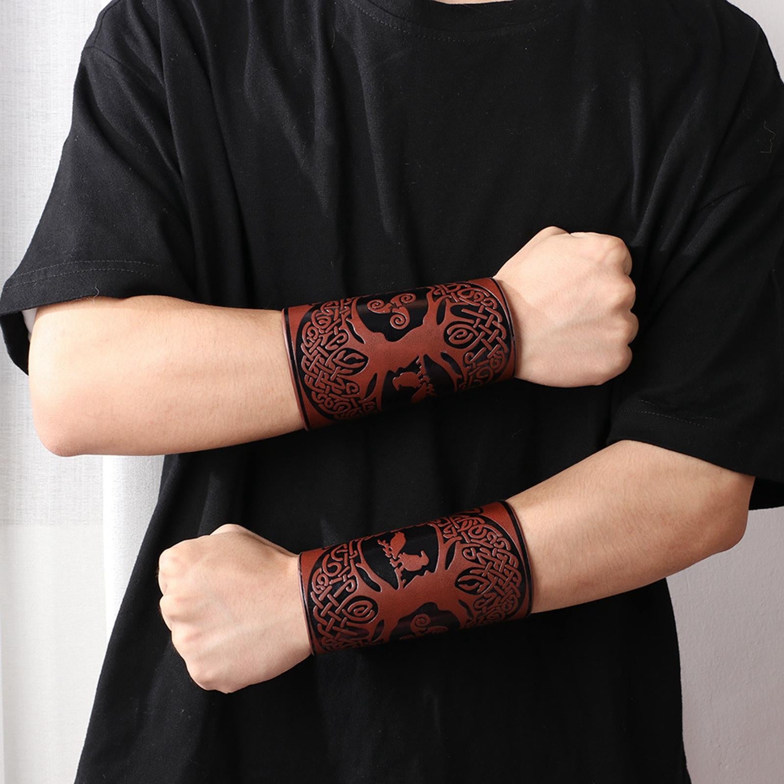 1pc Viking Style Bracelet Wolf Punk for Theatrical Props Fancy Dress Brown