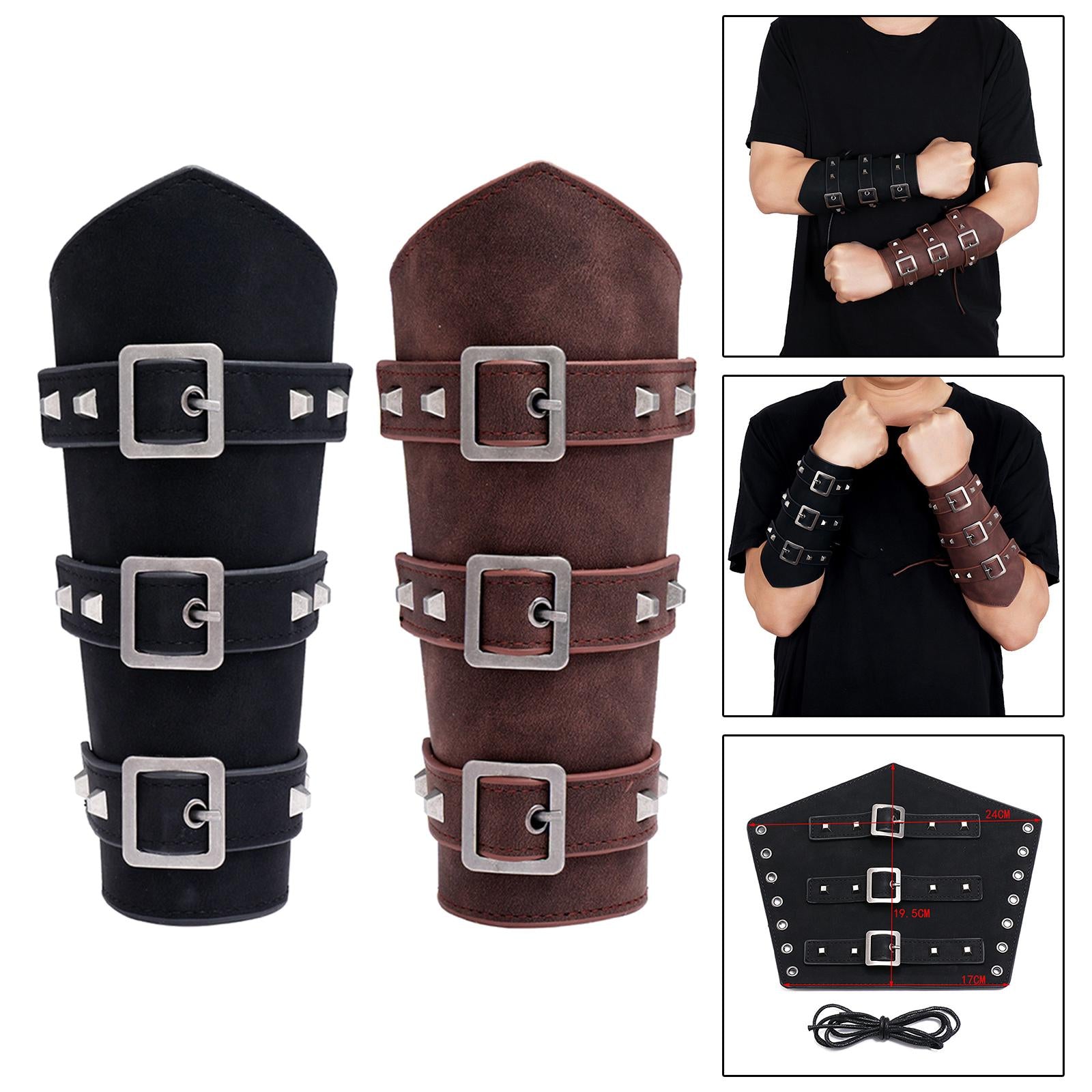 1Pcs Arm Guard Medieval Punk Accs Knight for Halloween Theme Party Unisex Black