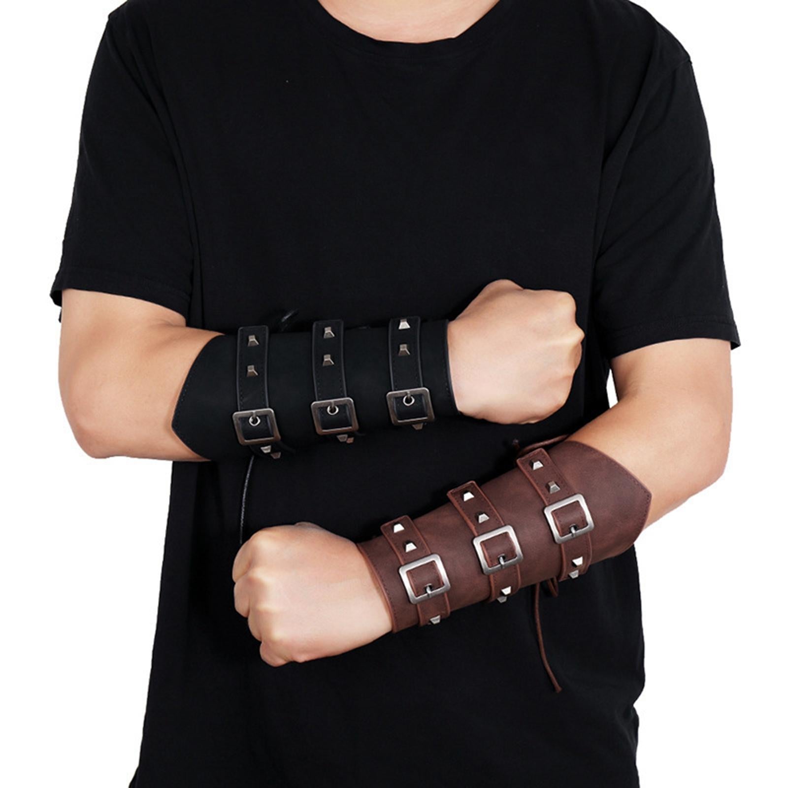 1Pcs Arm Guard Medieval Punk Accs Knight for Halloween Theme Party Unisex Brown