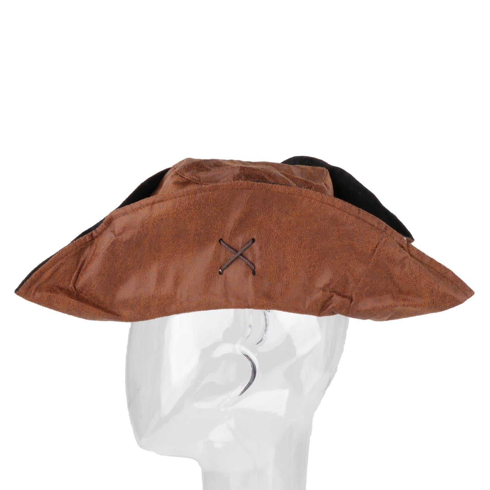1 Piece Tricorn Accs Brown Pirate Hat for Outdoor Costume Unisex Children