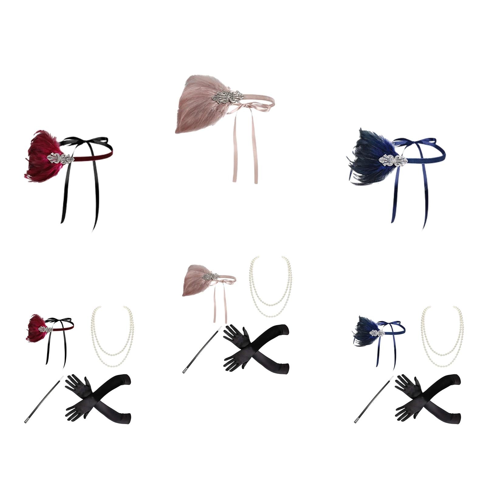 1920S Feather Headband Feather Headpiece for Theme Party Performances Stage 1 Piece Wine Red