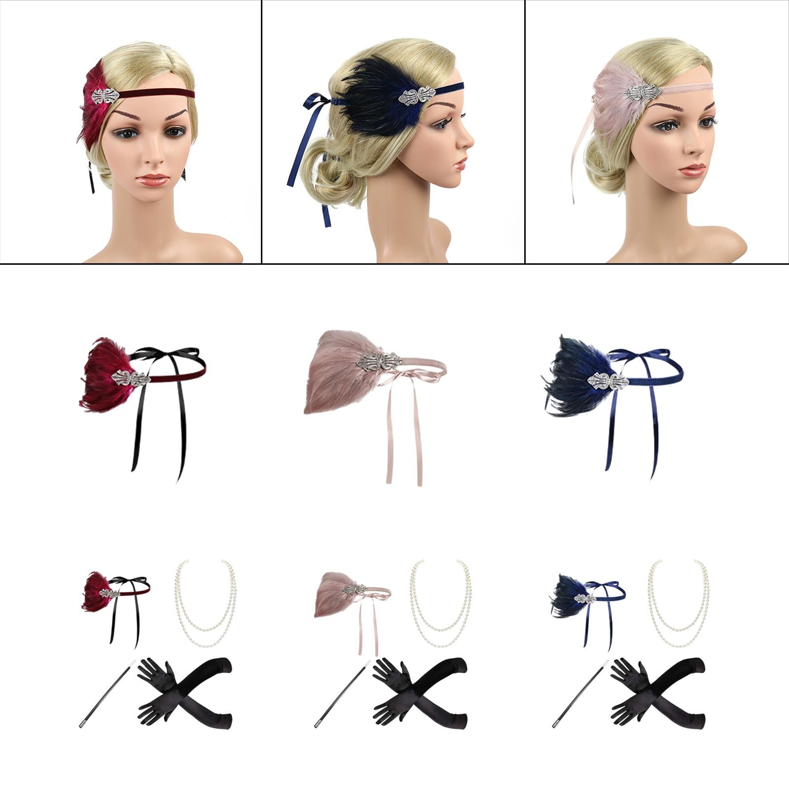 1920S Feather Headband Feather Headpiece for Theme Party Performances Stage 1 Piece Wine Red