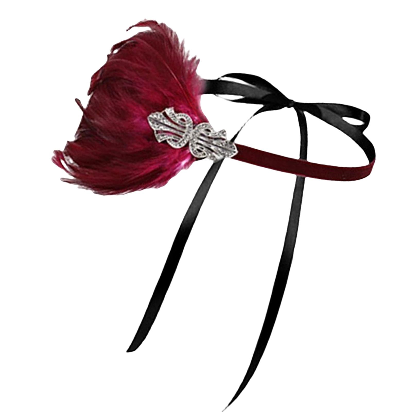 1920S Feather Headband Feather Headpiece for Theme Party Performances Stage 1 Piece Wine Red