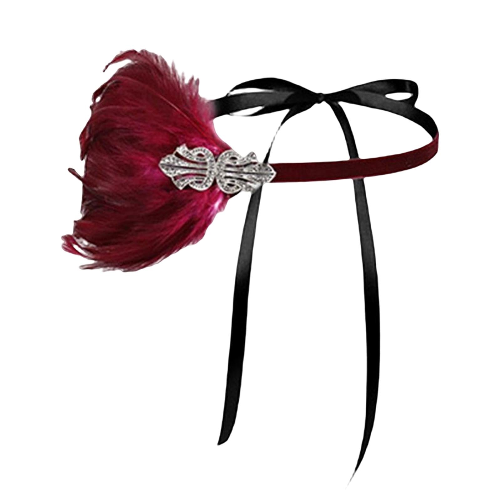1920S Feather Headband Feather Headpiece for Theme Party Performances Stage 1 Piece Wine Red