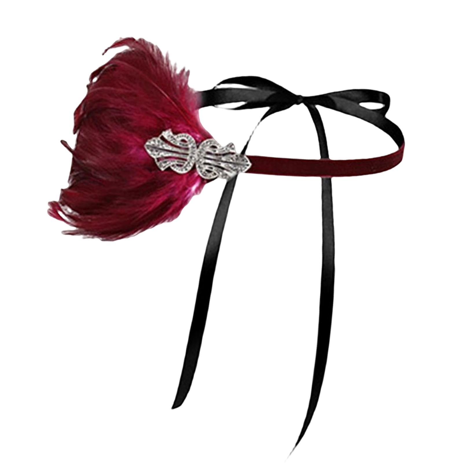 1920S Feather Headband Feather Headpiece for Theme Party Performances Stage 1 Piece Wine Red