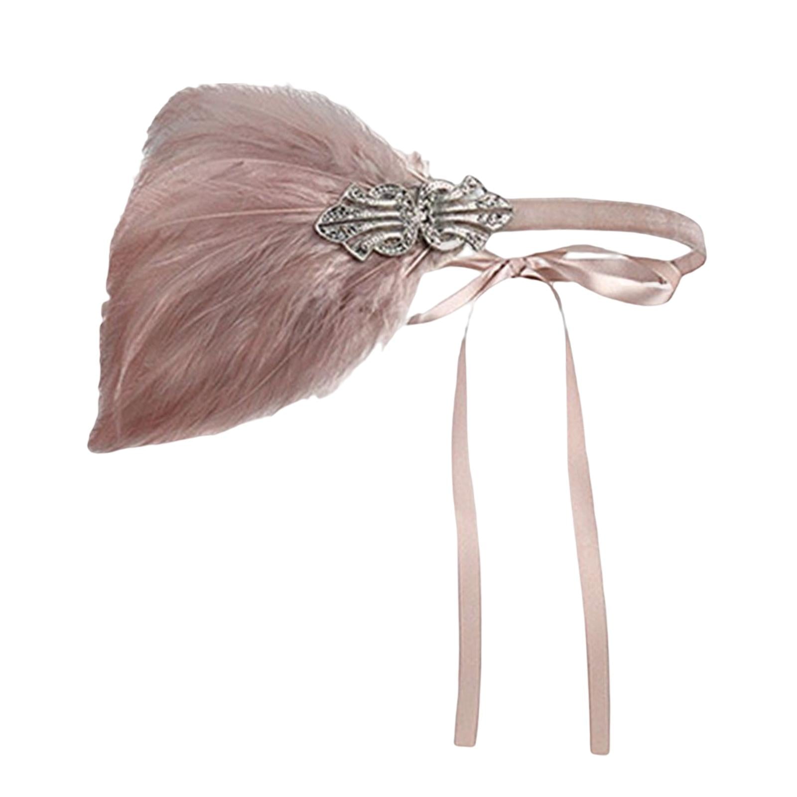 1920S Feather Headband Feather Headpiece for Theme Party Performances Stage 1 Piece Pink
