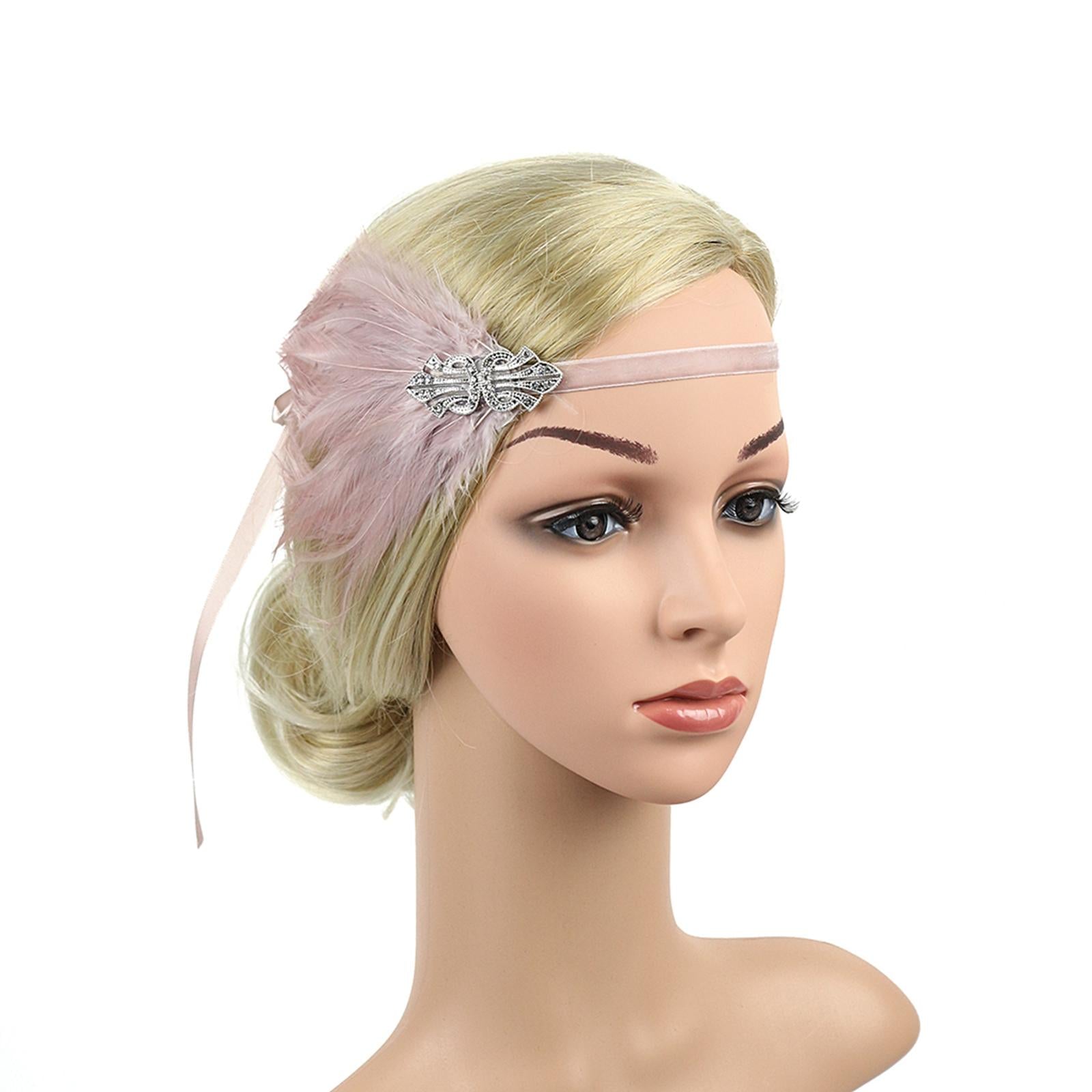 1920S Feather Headband Feather Headpiece for Theme Party Performances Stage 1 Piece Pink