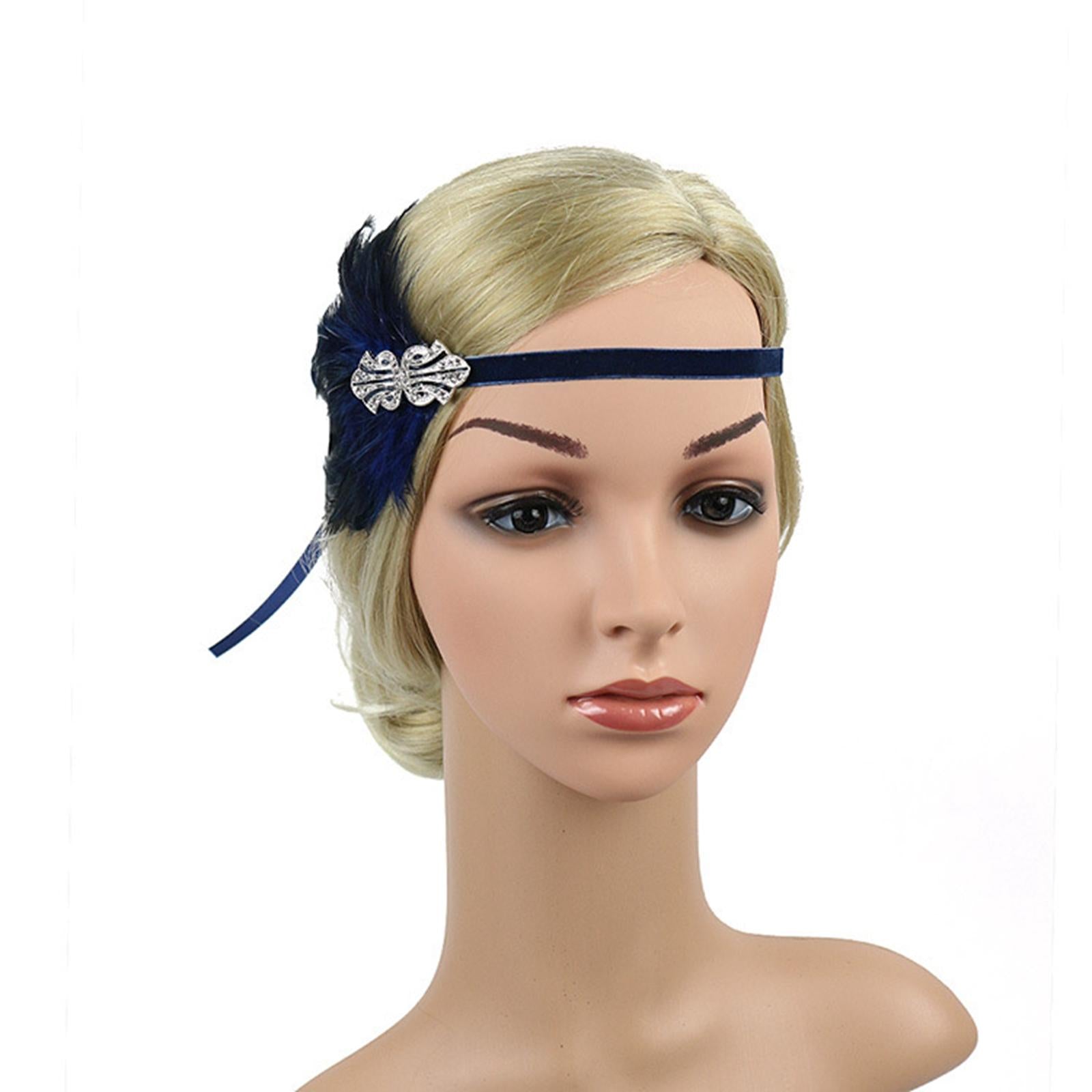 1920S Feather Headband Feather Headpiece for Theme Party Performances Stage 1 Piece Blue