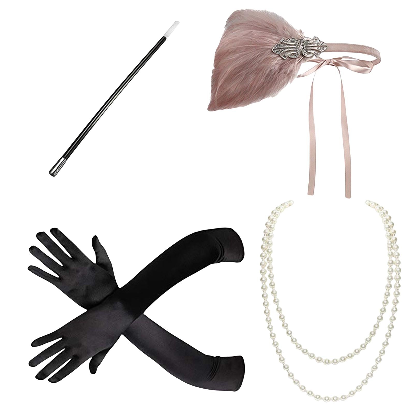 1920S Feather Headband Feather Headpiece for Theme Party Performances Stage 4 Pieces Pink
